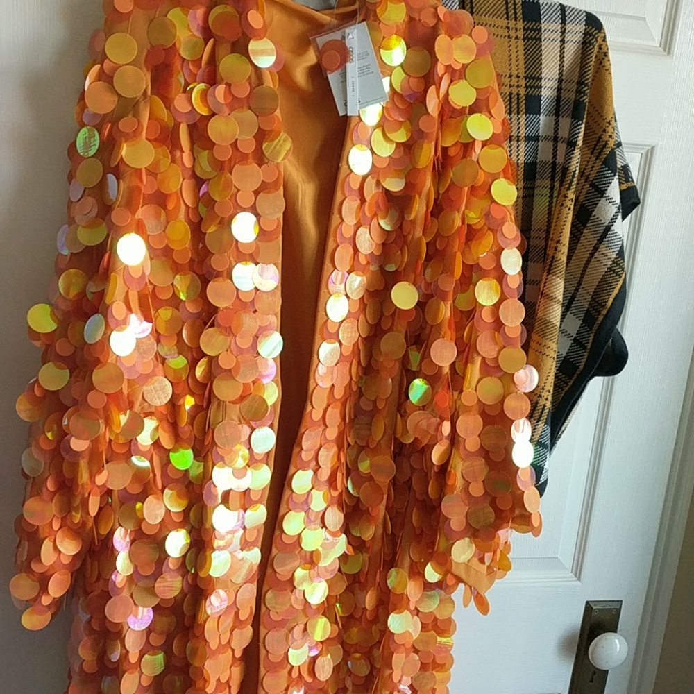 ASOS Curve Plus Size Orange Sequin Festival Kimono